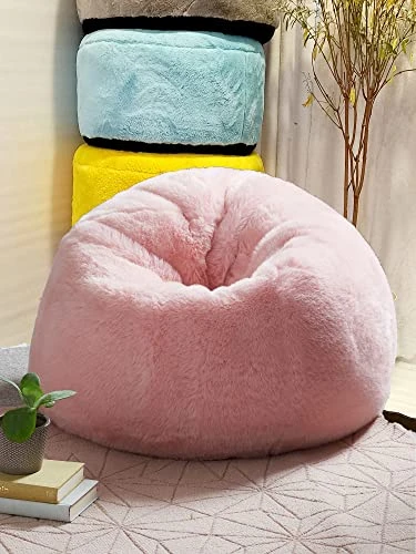 Mollismoons Pink Fur Bean Bag Supper Soft Bean Bag For Home Bean Bags Pink Color Bean Bag Chair Luxury Bean Bags (XXL For Teenager, Without Beans Covers Only) 5 Mollismoons Pink Fur Bean Bag Supper Soft Bean Bag For Home Bean Bags Pink Color Bean Bag Chair Luxury Bean Bags (XXL For Teenager, Without Beans Covers Only) - Image 3