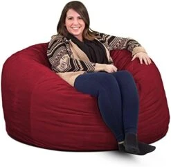 ULTIMATE SACK 4000 (4 Ft.) Bean Bag Chair: Giant Foam-Filled Furniture - Machine Washable Covers, Durable Inner Liner, 100% Virgin Foam. Comfy Bean Bag Chair. (Black, Suede) -Home Table Chair Store 51mej0TL67L. AC