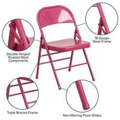 EMMA + OLIVER 4 Pack Colorful Shockingly Fuchsia Metal Folding Chair 16 EMMA + OLIVER 4 Pack Colorful Shockingly Fuchsia Metal Folding Chair -Home Table Chair Store 51mhHPZvfQL