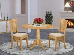 East West Furniture DLVA3-LWH-C Dining Table Set, 3-Piece -Home Table Chair Store 51mlOf4gQL. AC