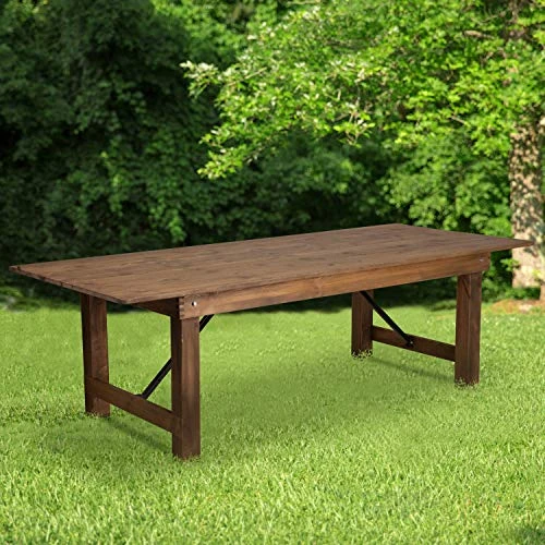 Flash Furniture HERCULES Series 8' X 40" Rectangular Antique Rustic Solid Pine Folding Farm Table 4 Flash Furniture HERCULES Series 8' X 40" Rectangular Antique Rustic Solid Pine Folding Farm Table - Image 2