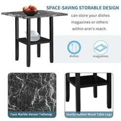 RUNWON 5-Piece Modern Set With 4 Padded Dining, Faux Marble Top Black Table Chair For Kitchen 10 RUNWON 5-Piece Modern Set With 4 Padded Dining, Faux Marble Top Black Table Chair For Kitchen -Home Table Chair Store 51nI4C1fCsL