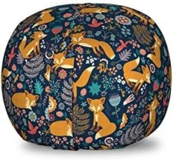 Lunarable Mermaid Scale Storage Toy Bag Chair, Continuous Japanese Circular Pattern Overlap Rounds In Aqua Color Palette, Stuffed Animal Organizer Washable Bag, Small Size, Blue Purple -Home Table Chair Store 51nS41r4neL. AC