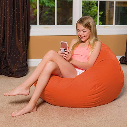 Posh Beanbags Bean Bag Chair, Large-38in, Solid Orange 4 Posh Beanbags Bean Bag Chair, Large-38in, Solid Orange - Image 2