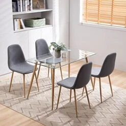 Bacyion 47" Dining Table Set For 4-5 Piece Kitchen Table And Chair, Rectangle Tempered Glass Table With 4 Faux Leather Side Chairs, Modern Dining Room Table Set For Dining Room, Kitchen, Deep Grey 19 Bacyion 47" Dining Table Set For 4-5 Piece Kitchen Table And Chair, Rectangle Tempered Glass Table With 4 Faux Leather Side Chairs, Modern Dining Room Table Set For Dining Room, Kitchen, Deep Grey -Home Table Chair Store 51nZJCjJo9L. AC