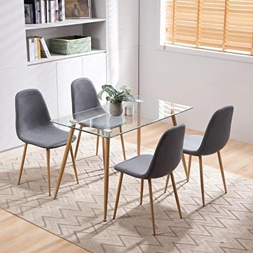 Bacyion 47" Dining Table Set For 4-5 Piece Kitchen Table And Chair, Rectangle Tempered Glass Table With 4 Faux Leather Side Chairs, Modern Dining Room Table Set For Dining Room, Kitchen, Deep Grey 9 Bacyion 47" Dining Table Set For 4-5 Piece Kitchen Table And Chair, Rectangle Tempered Glass Table With 4 Faux Leather Side Chairs, Modern Dining Room Table Set For Dining Room, Kitchen, Deep Grey - Image 7
