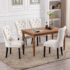 Chairus Dining Chairs Set Of 2 With Tufted High Back, Velvet Upholstered Dining Room Chairs Modern Elegant Nailhead Trim Ring Pull - Ivory 2PCS 19 Chairus Dining Chairs Set Of 2 With Tufted High Back, Velvet Upholstered Dining Room Chairs Modern Elegant Nailhead Trim Ring Pull - Ivory 2PCS -Home Table Chair Store 51npxkgk8WL