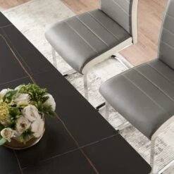 SICOTAS Dining Chairs Set Of 2 - Modern Kitchen Chairs Faux Leather, High Back Dining Room Chairs With Metal Base, Upholstered Dinner Chairs, 2 PCS Armless Side Chair For Dining Room And Kitchen, Grey 19 SICOTAS Dining Chairs Set Of 2 - Modern Kitchen Chairs Faux Leather, High Back Dining Room Chairs With Metal Base, Upholstered Dinner Chairs, 2 PCS Armless Side Chair For Dining Room And Kitchen, Grey -Home Table Chair Store 51oGTq1DI0L