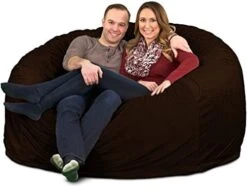 ULTIMATE SACK 6000 (6 Ft.) Bean Bag Chair: Giant Foam-Filled Furniture - Machine Washable Covers, Durable Inner Liner, 100% Virgin Foam. Comfy Bean Bag Chair. (Charcoal, Fur) -Home Table Chair Store 51ojylEozwL. AC