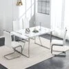 NYEESS Modern Dining Table Set For 4, 5-Piece Kitchen Dining Table Set, Wood Dining Table And Leather Dining Chairs Set For 4 Suitable For Dining Room, Kitchen (White, 1*Table+4*Chairs) -Home Table Chair Store 51pj9AZQhXL