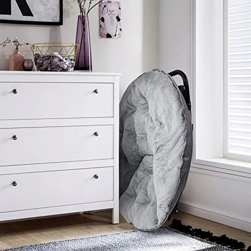 OAKHAM Comfy Saucer Chair, Folding Faux Fur Lounge Chair For Bedroom And Living Room, Flexible Seating For Kids Teens Adults, X-Large, Rock-Grey 4 OAKHAM Comfy Saucer Chair, Folding Faux Fur Lounge Chair For Bedroom And Living Room, Flexible Seating For Kids Teens Adults, X-Large, Rock-Grey - Image 2