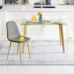 Bacyion 47" Dining Table Set For 4-5 Piece Kitchen Table And Chair, Rectangle Tempered Glass Table With 4 Faux Leather Side Chairs, Modern Dining Room Table Set For Dining Room, Kitchen, Deep Grey 17 Bacyion 47" Dining Table Set For 4-5 Piece Kitchen Table And Chair, Rectangle Tempered Glass Table With 4 Faux Leather Side Chairs, Modern Dining Room Table Set For Dining Room, Kitchen, Deep Grey -Home Table Chair Store 51r5QZ3sCxL