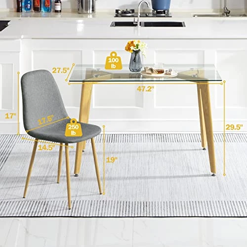 Bacyion 47" Dining Table Set For 4-5 Piece Kitchen Table And Chair, Rectangle Tempered Glass Table With 4 Faux Leather Side Chairs, Modern Dining Room Table Set For Dining Room, Kitchen, Deep Grey 7 Bacyion 47" Dining Table Set For 4-5 Piece Kitchen Table And Chair, Rectangle Tempered Glass Table With 4 Faux Leather Side Chairs, Modern Dining Room Table Set For Dining Room, Kitchen, Deep Grey - Image 5