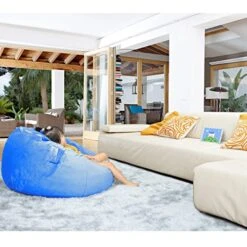 Stuffed Animal Storage Bean Bag Chair Cover(No Filler Included) Stuffable Bean Bag - Stuffed Animal Bean Bag Storage For Kids & Teans Super Soft And Comfortable Bean Bag Stuffed Animal Storage Extra Large - Round Blue -Home Table Chair Store 51rDnP7DDLL