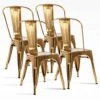 MFD LIVING 18 Inch Metal Dining Chair, Indoor Outdoor Patio Chair with Rustless, Stackable Chair for Restaurant Dining Room Chair Set of 4 (Gold) -Home Table Chair Store 51rKrOU8aNL
