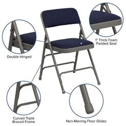 Flash Furniture 2 Pack HERCULES Series Curved Triple Braced & Double Hinged Navy Fabric Metal Folding Chair 20 Flash Furniture 2 Pack HERCULES Series Curved Triple Braced & Double Hinged Navy Fabric Metal Folding Chair -Home Table Chair Store 51rOsSCHMAL