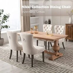 Civama Dining Chairs Set Of 6, Velvet Nikki Collection Dining Room Chair Upholstered Modern Luxury Tufted With Nailhead Trim Back Pull Ring Solid Wooden Legs, Beige 21 Civama Dining Chairs Set Of 6, Velvet Nikki Collection Dining Room Chair Upholstered Modern Luxury Tufted With Nailhead Trim Back Pull Ring Solid Wooden Legs, Beige -Home Table Chair Store 51rbXYXxr0L