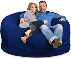 ULTIMATE SACK 6000 (6 Ft.) Bean Bag Chair Cover In Multiple Colors: Cover ONLY. (6000, Navy Suede) -Home Table Chair Store 51rsDEHOMmL. AC