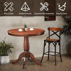 KOTEK 32 Inch Round Dining Table, Solid Wood Pedestal Table, Kitchen Dinner Table, Bistro Dining Table For Bar, Kitchen, Dining Room, Restaurant, Walnut -Home Table Chair Store 51s7HiZiCbL