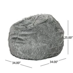 Christopher Knight Home Laraine Furry Glam Dark Light Grey Streak Faux Fur 3 Ft. Bean Bag