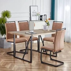 NYEESS 55 In Modern Dining Table Set For 4,Kitchen Table Set,Modern Dining Room Sets For 4,Wood Dining Table And Tech Cloth Dining Chair 4-Piece Set Suitable For Dining Room,Kitchen (Brown + Linen) 10 NYEESS 55 In Modern Dining Table Set For 4,Kitchen Table Set,Modern Dining Room Sets For 4,Wood Dining Table And Tech Cloth Dining Chair 4-Piece Set Suitable For Dining Room,Kitchen (Brown + Linen) -Home Table Chair Store 51tK7BpEoqL
