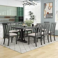 Mojay 6-Piece Rectangular Espresso Wood Dining Table Set With 4 Upholstered Chairs And Bench For Kitchen And Dining Room -Home Table Chair Store 51tT cCQL. AC