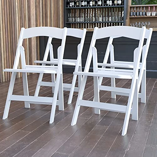 EMMA + OLIVER Set Of 4 White 1000 Lb Weight Capacity Indoor/Outdoor Resin Folding Chairs 3 EMMA + OLIVER Set Of 4 White 1000 Lb Weight Capacity Indoor/Outdoor Resin Folding Chairs