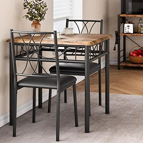 Amyove Dining Table Set For 4, Kitchen Table With 2 Benches, 3 Piece Dining Room Table Set With Upholstered Benches, Space-Saving Kitchen Table Set For Small Space, Apartment, Studio, Rustic Brown 10 Amyove Dining Table Set For 4, Kitchen Table With 2 Benches, 3 Piece Dining Room Table Set With Upholstered Benches, Space-Saving Kitchen Table Set For Small Space, Apartment, Studio, Rustic Brown - Image 8