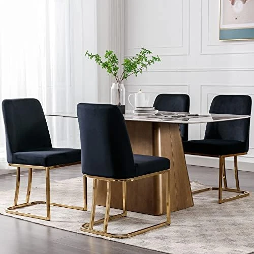 VESCASA Velvet Upholstered Dining Chairs With Back, Mid Century Modern Dining Chairs With Gold Metal Frame For Dining Room, Restaurant, Kitchen, Set Of 4, Grey 9 VESCASA Velvet Upholstered Dining Chairs With Back, Mid Century Modern Dining Chairs With Gold Metal Frame For Dining Room, Restaurant, Kitchen, Set Of 4, Grey - Image 7
