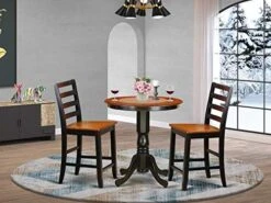 East West Furniture EDFA3-BLK-W Dining Set, 3 Pieces, Black -Home Table Chair Store 51vHxeZrtkL. AC