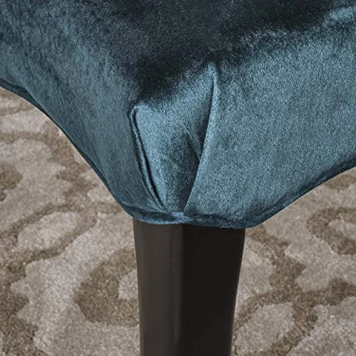 Christopher Knight Home Hallie Traditional Velvet Armless Dining Chairs, 2-Pcs Set, Teal / Dark Brown 5 Christopher Knight Home Hallie Traditional Velvet Armless Dining Chairs, 2-Pcs Set, Teal / Dark Brown - Image 3