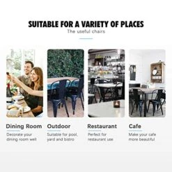 Flamaker Metal Dining Chairs Stackable Kitchen Dining Chairs Metal Chairs Bistro Cafe Side Chairs Height Restaurant Chairs Tolix Side Bar Chairs, Set Of 4 (Black) 13 Flamaker Metal Dining Chairs Stackable Kitchen Dining Chairs Metal Chairs Bistro Cafe Side Chairs Height Restaurant Chairs Tolix Side Bar Chairs, Set Of 4 (Black) -Home Table Chair Store 51vdVLJJjXL