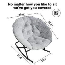 OAKHAM Comfy Saucer Chair, Folding Faux Fur Lounge Chair For Bedroom And Living Room, Flexible Seating For Kids Teens Adults, X-Large, Rock-Grey 14 OAKHAM Comfy Saucer Chair, Folding Faux Fur Lounge Chair For Bedroom And Living Room, Flexible Seating For Kids Teens Adults, X-Large, Rock-Grey -Home Table Chair Store 51ve0K4BqFL 1