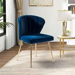 HULALA HOME Velvet Dining Chairs, Modern Small Armless Accent Chair With Gold Metal Legs, Living Room Upholstered Cute Side Chair, Elegant Tufted Back Vanity Chair For Bedroom/Beauty Room-Ivory -Home Table Chair Store 51vtZjXn5LL. AC