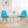 Giantex Dining DSW Chairs With Linen Cushion, Modern Mid Century Shell Chairs W/Wood Legs, Removable Fabric Upholstered Seat, Armless Side Chairs For Dining Room Living Room Kitchen (2, Blue) -Home Table Chair Store 51wmtNO7h0L
