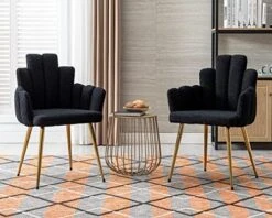 CIMOTA Black Dining Chairs Set Of 2 Velvet Upholstered Comfy Living Room Chairs Modern Finger Shape Back Vanity Chair With Arms For Makeup Room/Bedroom, 2PCS 21 CIMOTA Black Dining Chairs Set Of 2 Velvet Upholstered Comfy Living Room Chairs Modern Finger Shape Back Vanity Chair With Arms For Makeup Room/Bedroom, 2PCS -Home Table Chair Store 51wxeYjZosL. AC