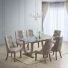 Kings Brand Furniture - Elmer 7 Piece Glass Top Dining Set, Table & 6 Chairs, Gray