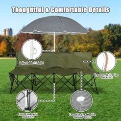 AOTIFARM Portable Sports Bench 4 Seat Folding Camping Chairs Team Sideline Bench Lawn Chairs Heavy Duty With Removable Seat Green XH4Y1A Folding Chairs -Home Table Chair Store 51xsFqccLjL