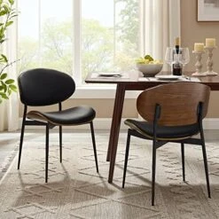 Art Leon Dining Chairs Set Of 4, Walnut Bentwood, Mid Century Modern Chair, Black Faux Leather Kitchen Dining Room Chairs With Metal Legs, Accent Chairs For Bedroom 26 Art Leon Dining Chairs Set Of 4, Walnut Bentwood, Mid Century Modern Chair, Black Faux Leather Kitchen Dining Room Chairs With Metal Legs, Accent Chairs For Bedroom -Home Table Chair Store 51y UFzl9eL. AC