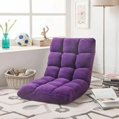 Loungie Super-Soft Folding Adjustable Floor Relaxing/Gaming Recliner Chair, Beige -Home Table Chair Store 51y2AfufLQL. AC