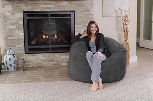 Chill Sack Bean Bag Chair: Giant 4' Memory Foam Furniture Bean Bag - Big Sofa With Soft Micro Fiber Cover - Charcoal 7 Chill Sack Bean Bag Chair: Giant 4' Memory Foam Furniture Bean Bag - Big Sofa With Soft Micro Fiber Cover - Charcoal - Image 5