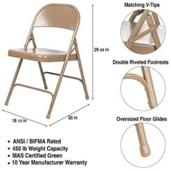 OEF Furnishings (4 Pack), Beige Heavy Duty Steel Folding Chair -Home Table Chair Store 51yJFEc8mTL