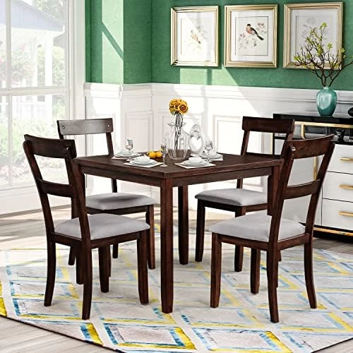 UBGO Dining Table Set 7-Piece Set-72 Industrial Style Rectangular Chain Bracket Chairs,Family Furniture For 6 People,for Home Kitchen Room/Breakfast Corner(Gray) 10 UBGO Dining Table Set 7-Piece Set-72 Industrial Style Rectangular Chain Bracket Chairs,Family Furniture For 6 People,for Home Kitchen Room/Breakfast Corner(Gray) - Image 8