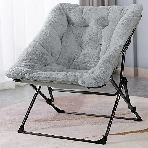 OAKHAM Comfy Saucer Chair, Folding Faux Fur Lounge Chair For Bedroom And Living Room, Flexible Seating For Kids Teens Adults, X-Large, Rock-Grey 10 OAKHAM Comfy Saucer Chair, Folding Faux Fur Lounge Chair For Bedroom And Living Room, Flexible Seating For Kids Teens Adults, X-Large, Rock-Grey - Image 8
