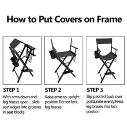 Mefeir 31" Tall Folding Directors Artist Makeup Chair,250lbs Capacity With Replacement Cover, Portable Storage Side Bags,Solid Hardwood & Polyester,Black -Home Table Chair Store 51yqdaS4ZGL 1