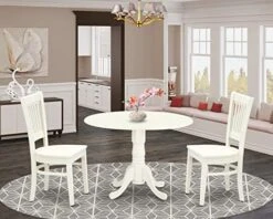 East West Furniture DLVA3-LWH-C Dining Table Set, 3-Piece -Home Table Chair Store 51zpwtUH5PL. AC