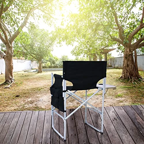ANRYAGF Tall Directors Chair Foldable Makeup Artist Chair For Adults With Side Table Cup Holder Foot 41'' Seat Height Support 400 Lbs Load Reinforced Frame Black 4 ANRYAGF Tall Directors Chair Foldable Makeup Artist Chair For Adults With Side Table Cup Holder Foot 41'' Seat Height Support 400 Lbs Load Reinforced Frame Black - Image 2