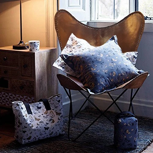 ShyShy Brown Leather Accent Chair/Side Hand Stitch Leather Butterfly Chair Boho Home Décor/Living Room Chair - Cover With Folding Frame (Black Iron Frame) 4 ShyShy Brown Leather Accent Chair/Side Hand Stitch Leather Butterfly Chair Boho Home Décor/Living Room Chair - Cover With Folding Frame (Black Iron Frame) - Image 2