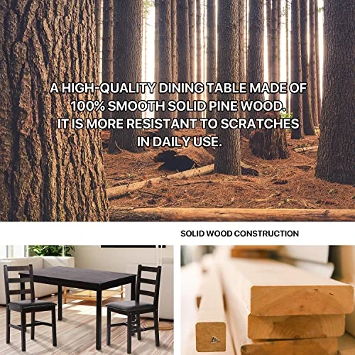 Small Kitchen Table Set For 2, 3 Piece Wooden Dining Table Set With 2 Chairs For Small Space, Modern Square Counter Height Dinette Set For Kitchen, Restaurant, Dark Brown 5 Small Kitchen Table Set For 2, 3 Piece Wooden Dining Table Set With 2 Chairs For Small Space, Modern Square Counter Height Dinette Set For Kitchen, Restaurant, Dark Brown - Image 3