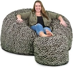 ULTIMATE SACK 6000 Bean Bag Chair W/Footstool: Giant Foam-Filled Furniture - Machine Washable Covers, Double Stitched Seams, Durable Inner Liner, And 100% Virgin Foam Footstool Incl. (Grey, Suede) -Home Table Chair Store 61BRBGSLXfL. AC
